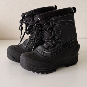 Kukoola Black Winter Snow Boots for Kids, Size 2